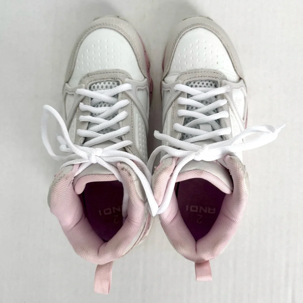 And1 big girls high-top basketball shoes, pink, gray & white - Picture 4 of 9